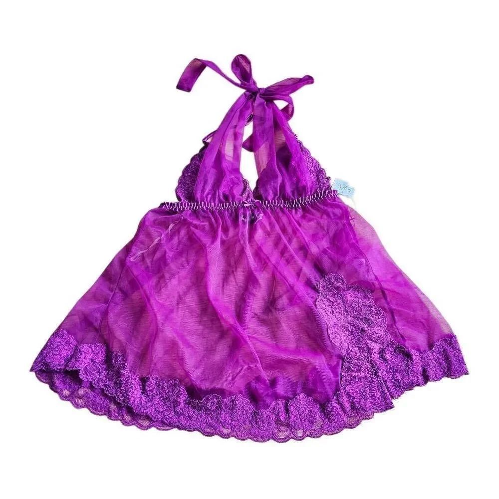 Fredericks of hollywood Sz M purple lingerie lace 2pc set New